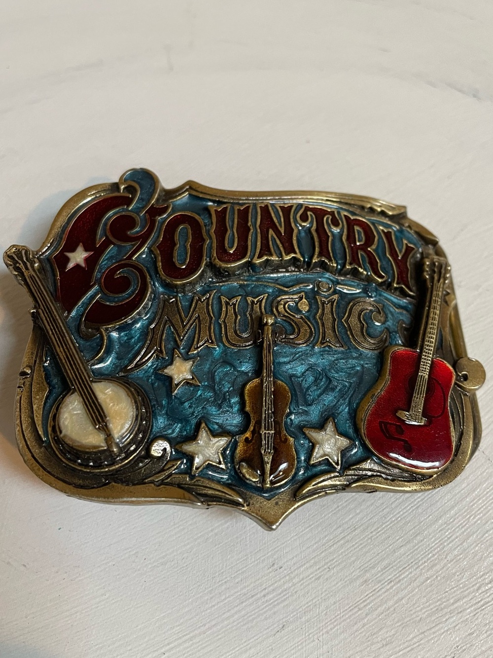 🎉🎸🎉VINTAGE🎉🎸🎉Country Music Belt Buckle, Bronze Tone🎉🎸🎉